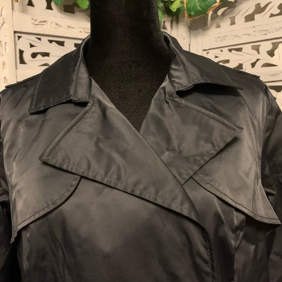 MOSSIMO SUPER NICE SHINY BLACK BUTTON UP LONG SLEEVE LONG COAT - Picture 4 of 9